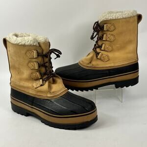 Itasca Steel Shank Snow Boots Mens 13 Tan Leather Waterproof Winter Warm Lined